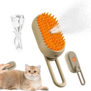 Escova a Vapor Remove Pelo de Animais Massagem para Gatos e Caes - 09