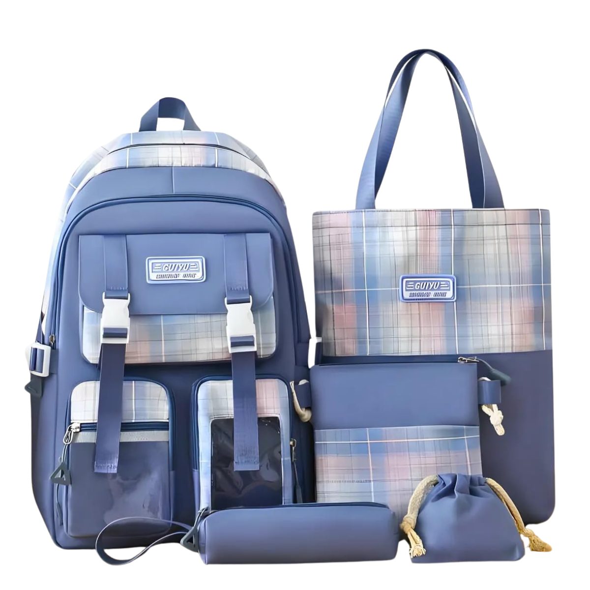 Conjunto Completo de Mochila e Acessório – Azul