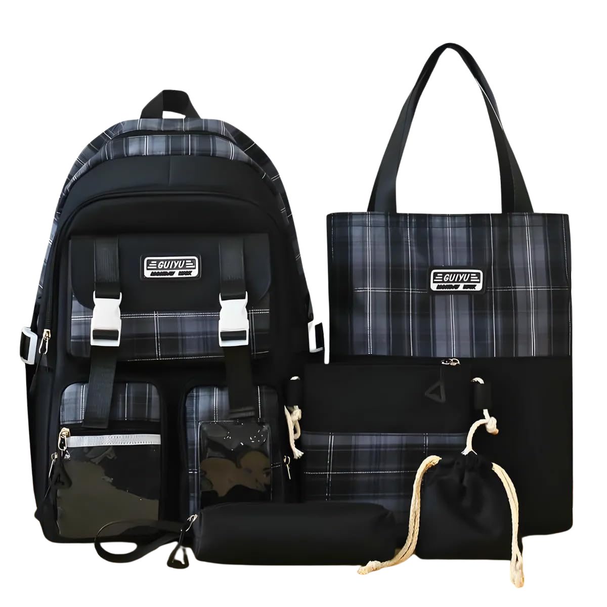 Conjunto Completo de Mochila e Acessório – Preto