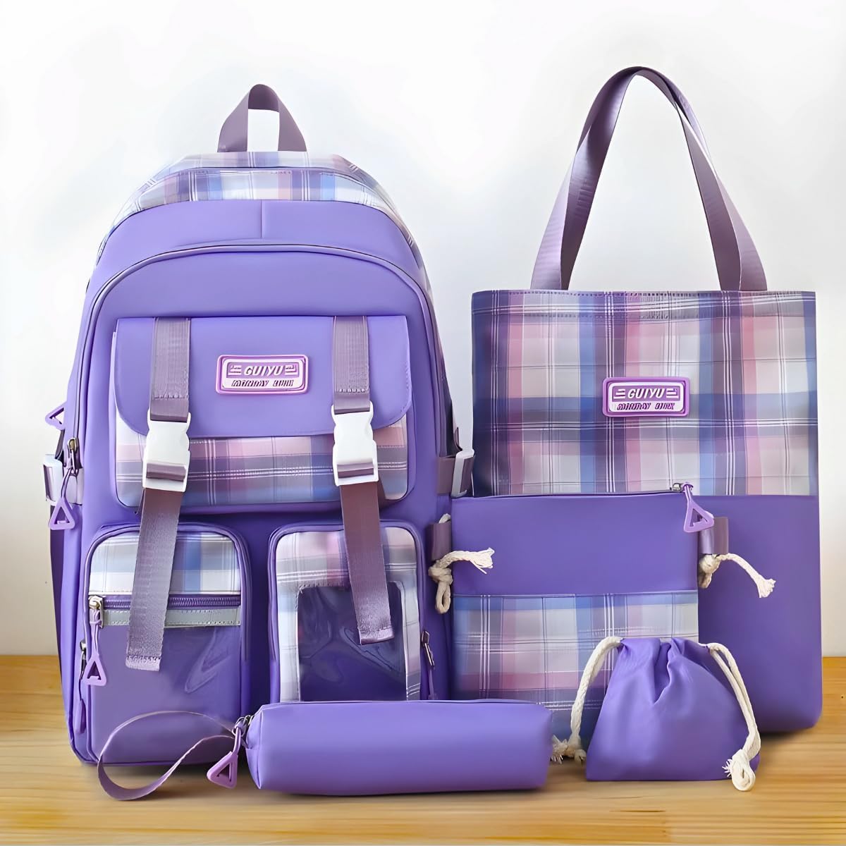 Conjunto Completo de Mochila e Acessório – Roxo