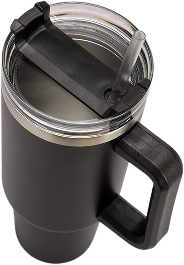 Copo Térmico Aço Inox 1200ml com Alça e Canudo Conserva Água e Outras Bebidas Gelada ou Quente - Cor _ Preto (11)