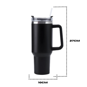 Copo Térmico Aço Inox 1200ml com Alça e Canudo Conserva Água e Outras Bebidas Gelada ou Quente - Cor _ Preto (11)