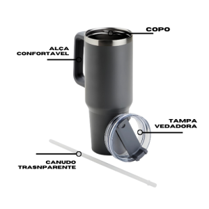 Copo Térmico Aço Inox 1200ml com Alça e Canudo Conserva Água e Outras Bebidas Gelada ou Quente - Cor _ Preto (11)