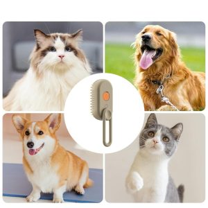 Escova a Vapor Remove Pelo de Animais Massagem para Gatos e Caes - 09