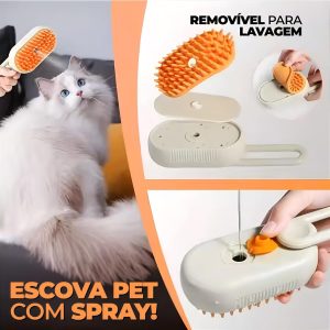 Escova a Vapor Remove Pelo de Animais Massagem para Gatos e Caes - 09