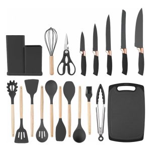 Kit Utensílios de Cozinha Jogo Completo 19 Peças – Cinza