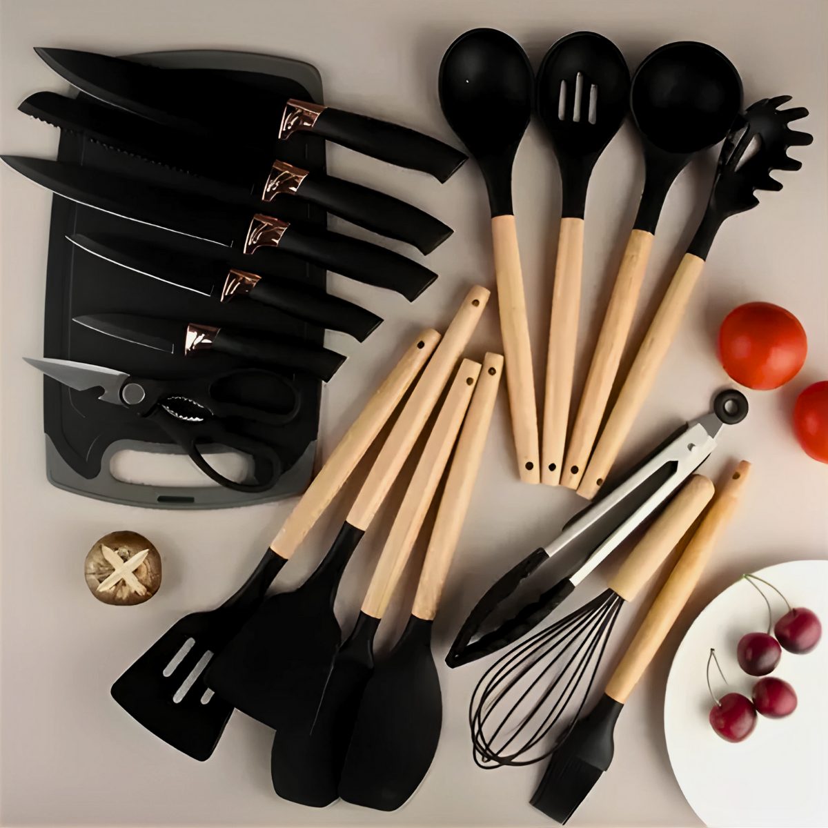 Kit Utensílios de Cozinha Jogo Completo 19 Peças – Cinza