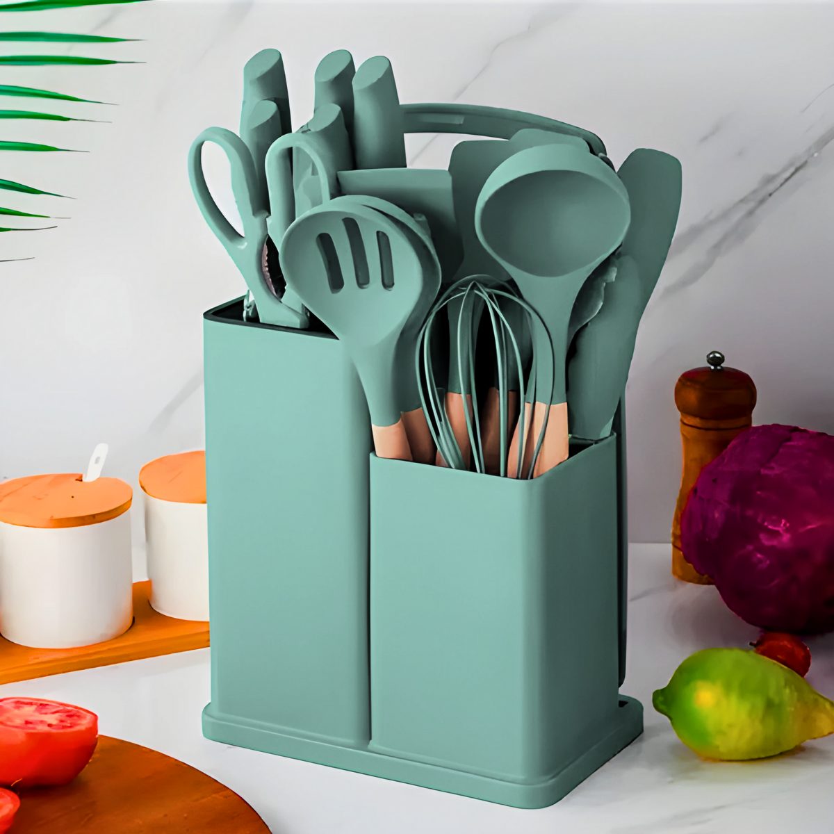 Kit Utensílios de Cozinha Jogo Completo 19 Peças – Cinza