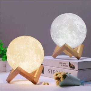 Luminária Lua Cheia 3D Com Suporte