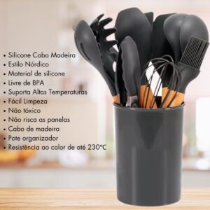 Jogo Utensílios de Cozinha 12 Peças CINZA - 006-2025