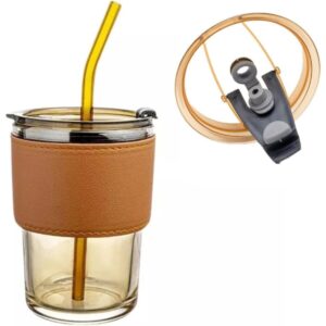 Copo De Vidro Com Canudo Tampa e Vedação 450ML