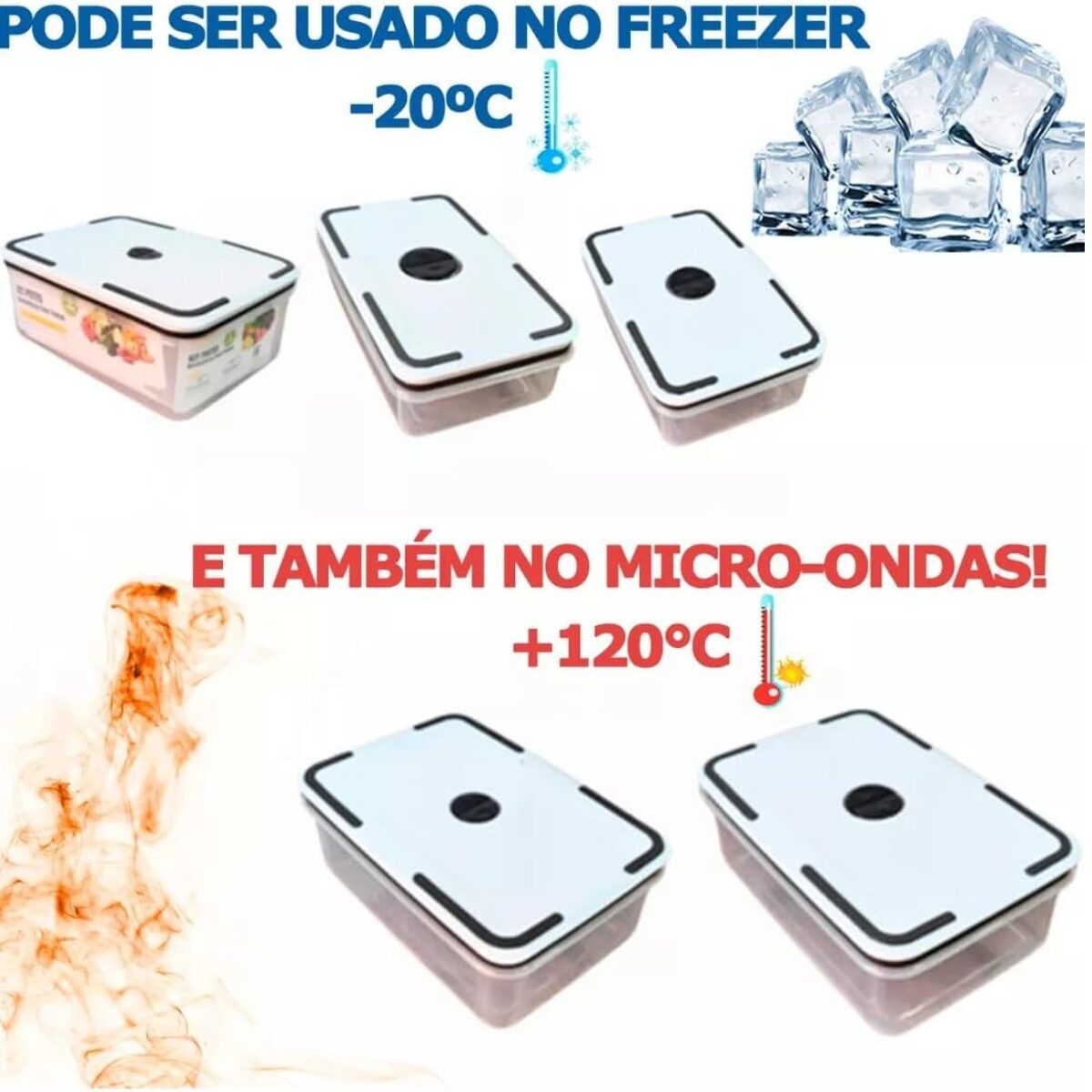 Kit 5 Potes Hermeticos Retangulares de Plastico (4)