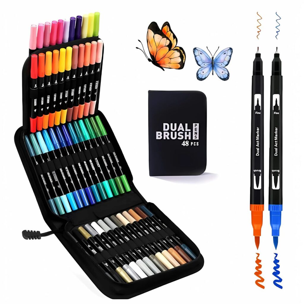 Canetas Color Ponta Dupla Com Estojo – 48 e 60 Peças - 001-2025 (1)