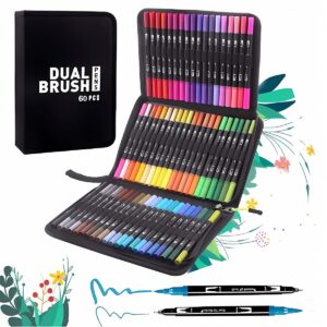 Canetas Color Mix Ponta Dupla Com Estojo – 60 Peças