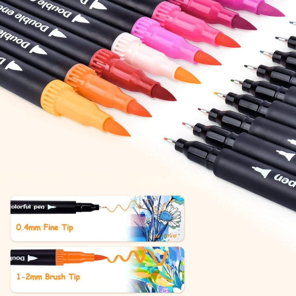 Canetas Color Ponta Dupla Com Estojo – 48 e 60 Peças - 001-2025 (3)