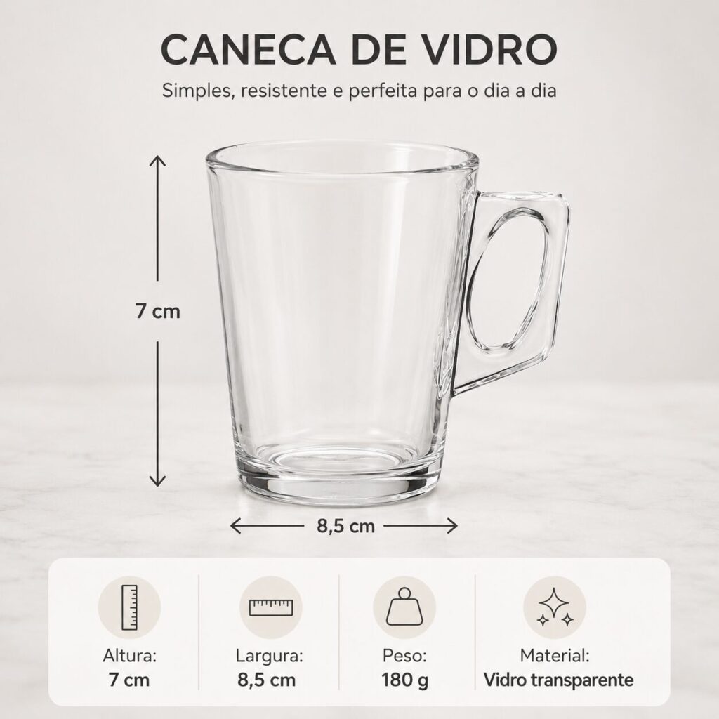 Kit 6 Xicaras de Vidro 130ml-007