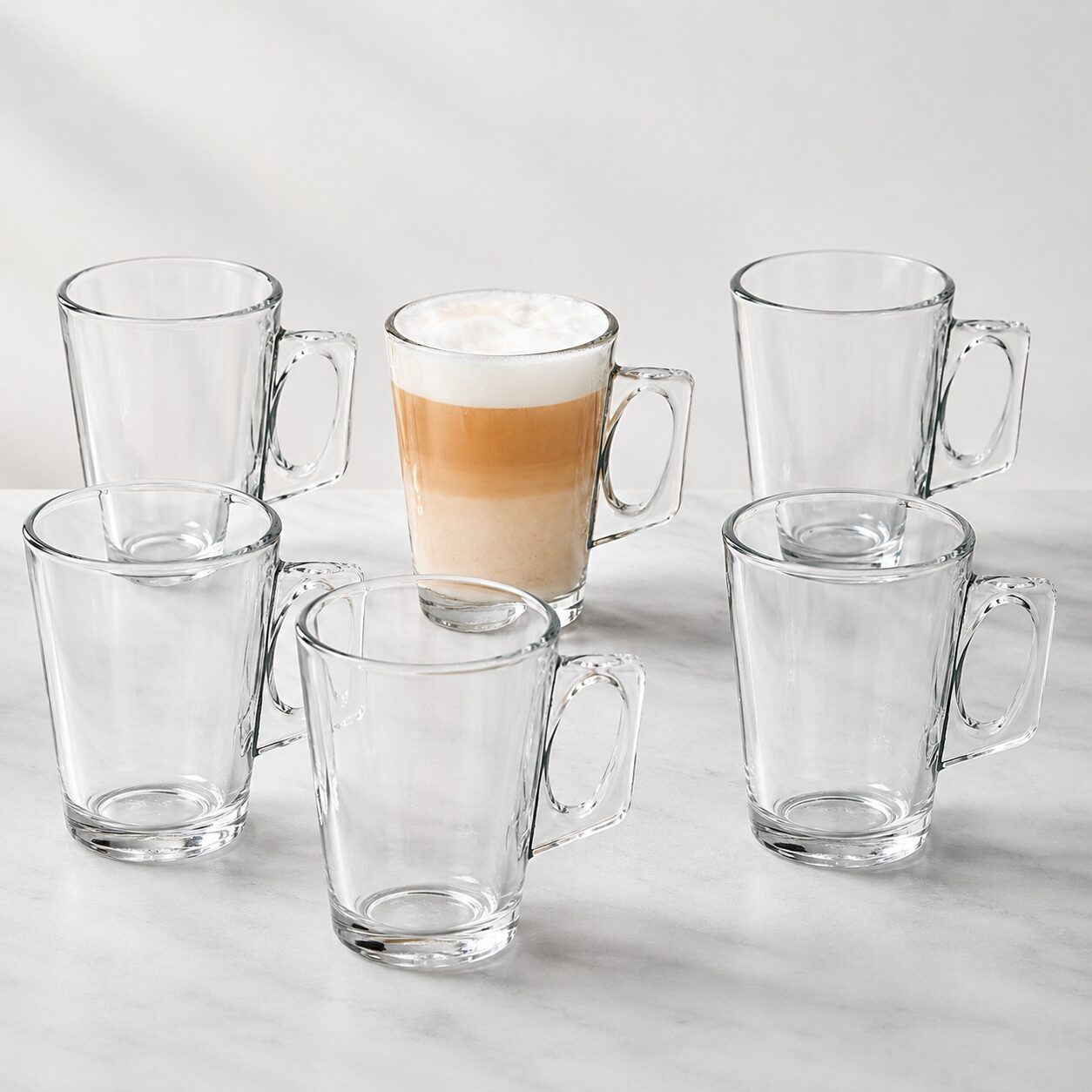 Kit 6 Xícaras de Vidro 130ml para Café Cappuccino Caneca Transparente com Alça