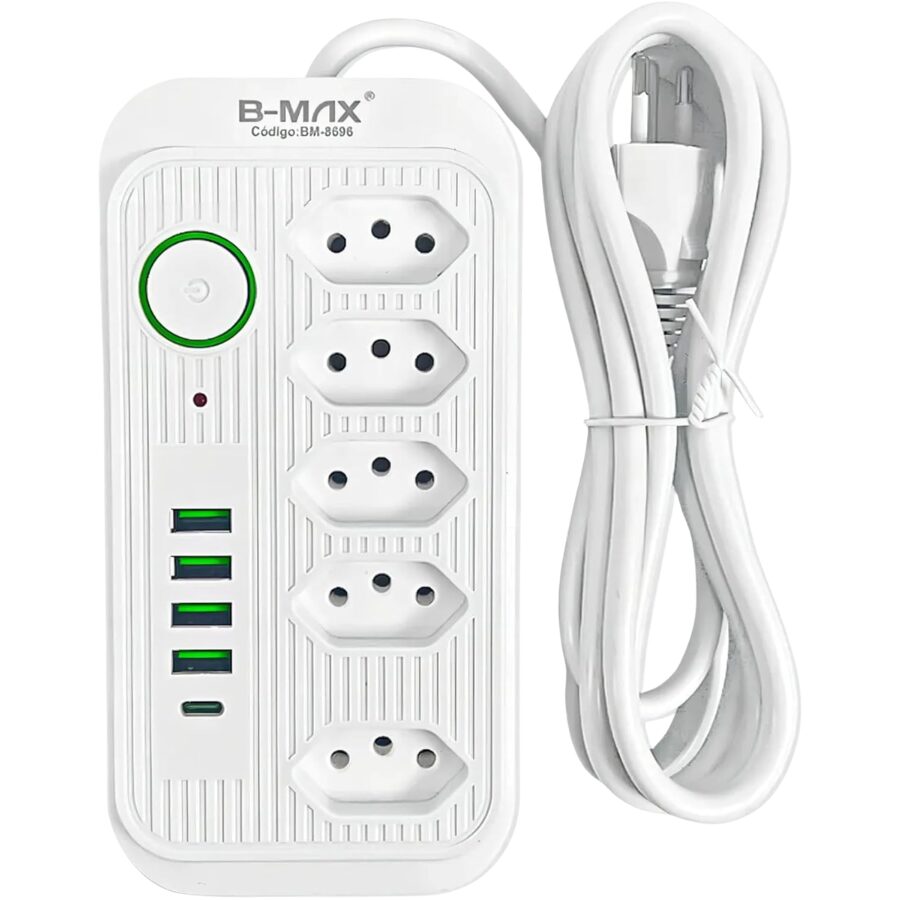 Filtro de Linha B-Max com 5 tomadas 4 USB 1 USB-C-001