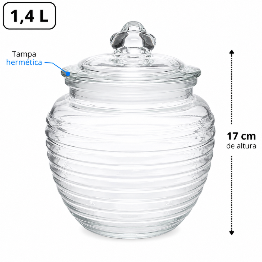 Baleiro de Vidro Canelado Redondo-1250ml (1)